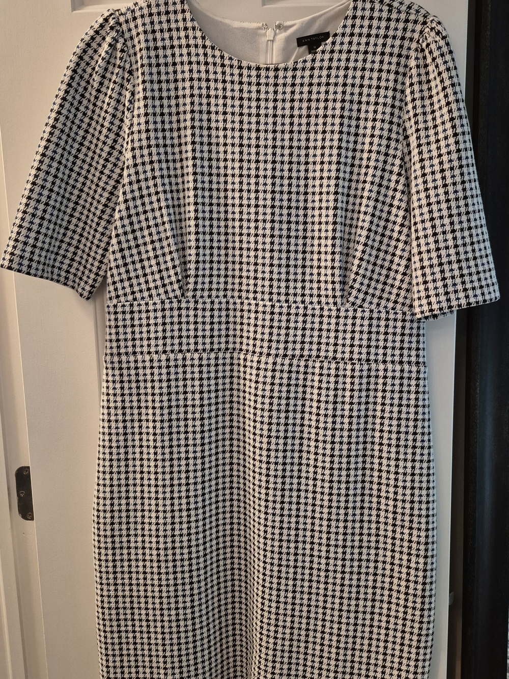 Ann Taylor Black and White Houndstooth Midi Dress